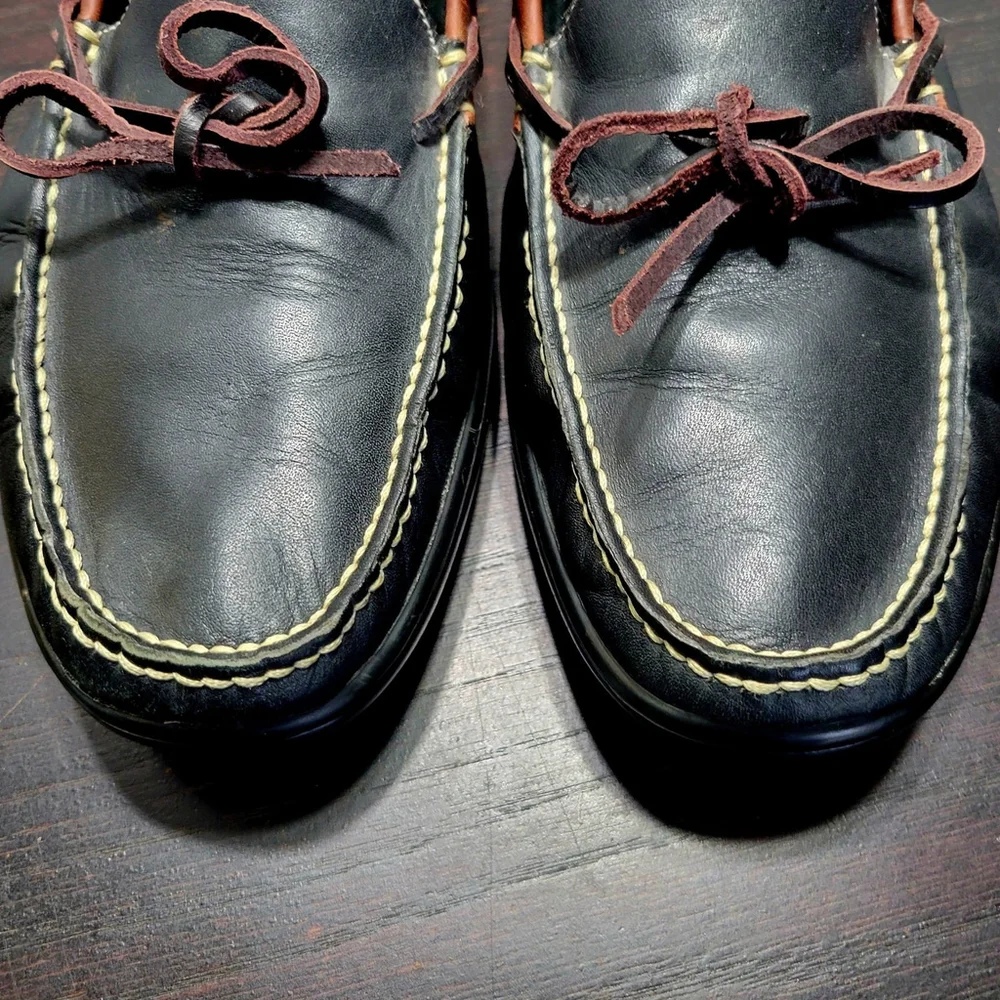 Cole Haan Men's Black and Brown Boat Shoes Preppy Classic Mens Size 13